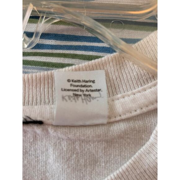 Keith Haring T-Shirt White Unity Social Awareness Graphic Multi Art Tee Unisex S - Picture 5 of 5